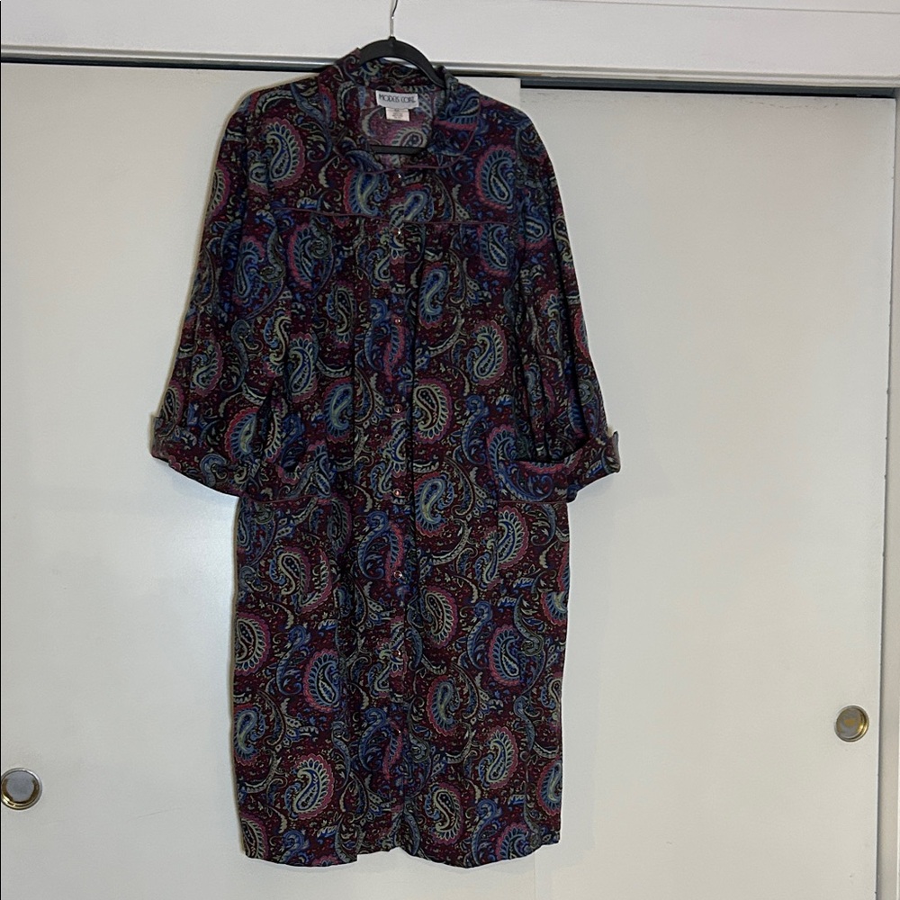 Models Coat Multicolor Paisley Long Sleeve house Dress